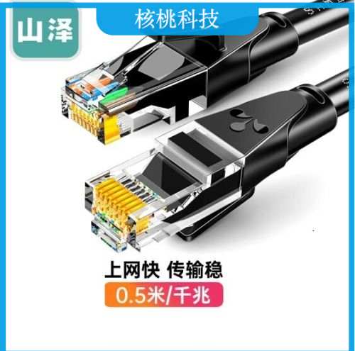 山泽(SAMZHE)WD6005 六类网线 CAT6类千兆极速8芯双绞 网络跳线成品网线 黑色0.5米