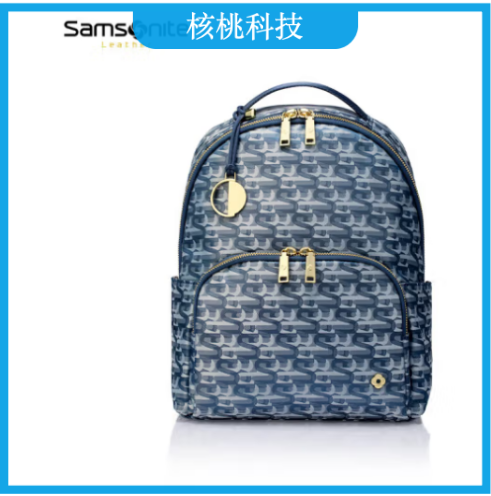 新秀丽（Samsonite）双肩电脑背包11.6英寸通勤旅行女书包NO3蓝色印花